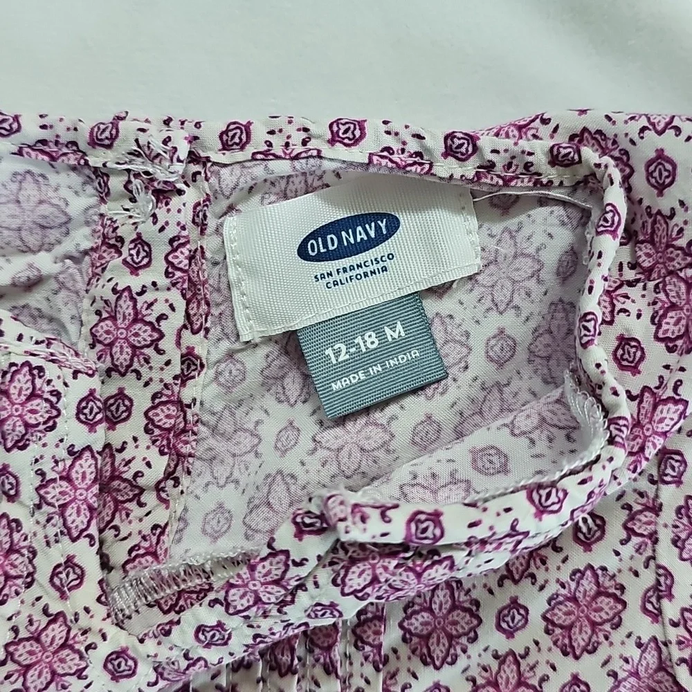 Old Navy Baby Girl Floral Dress – Pink Paisley Border Boho Style